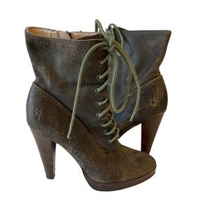 Frye Harlow Lace Up Boots Charcoal Brown Distressed Women's Size US 6 Regular